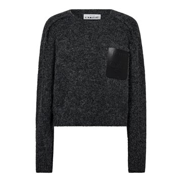 Haute L' Amitié - Darcia Reverse Crop Pocket Knit - Antracit Melange